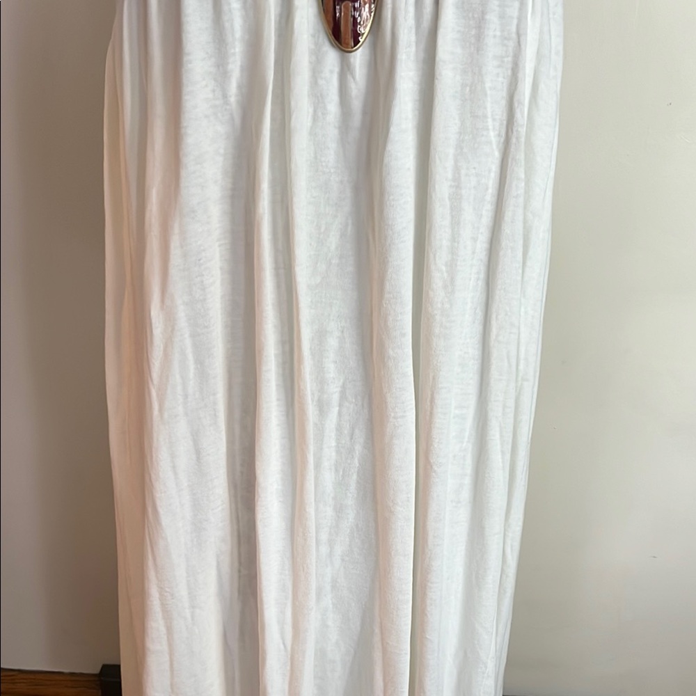 FP Madelyn Midi Beach Elegant White Sleeveless Dress high low and side pockets. - Picture 4 of 16